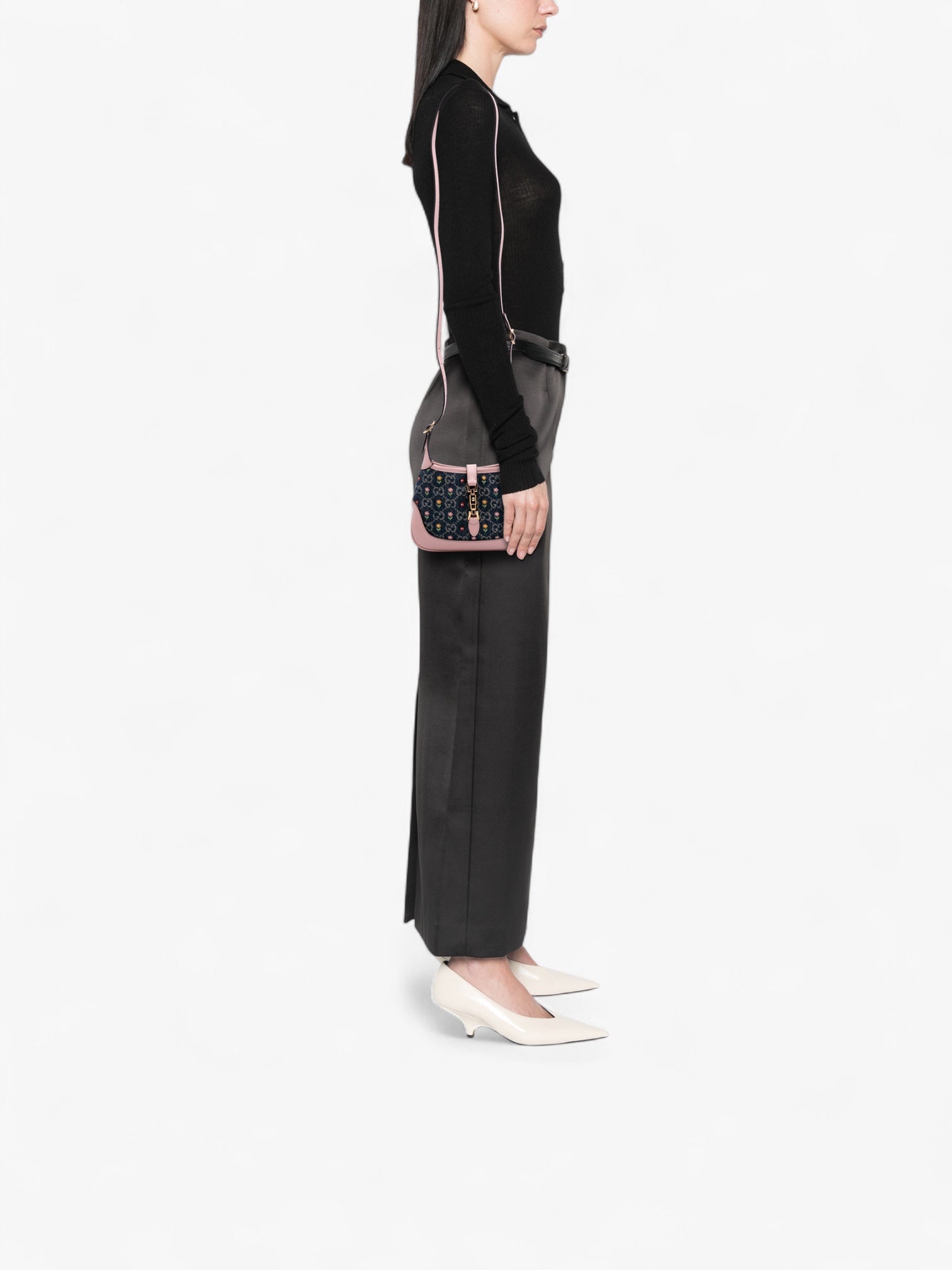 Gucci Limited Edition Small GG Denim Floral Jackie 1961