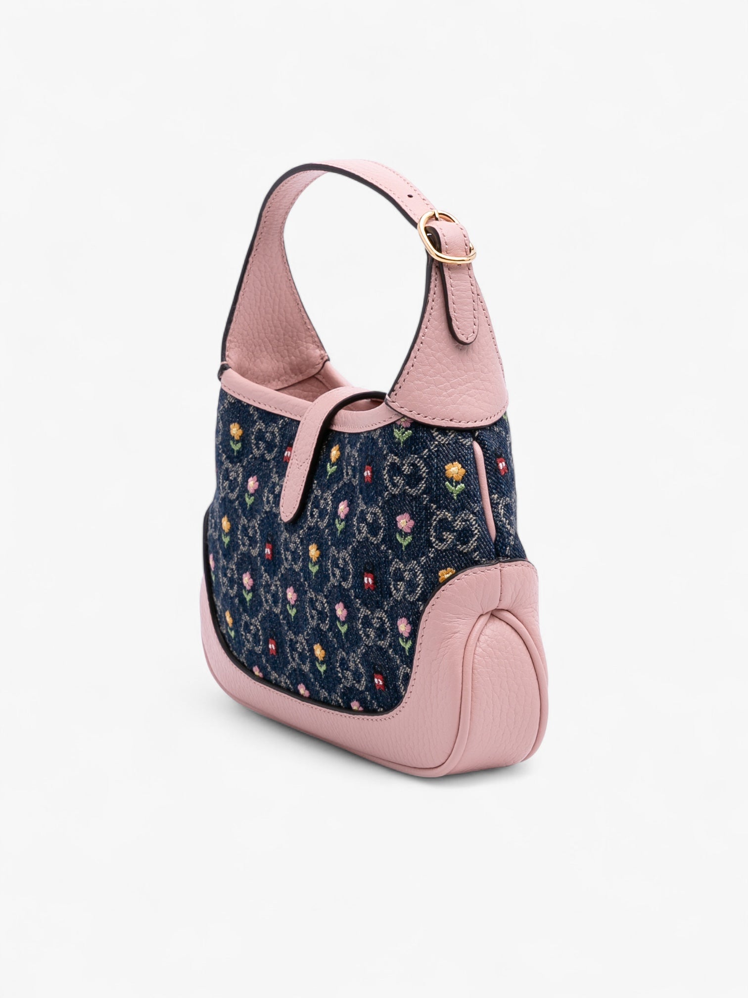 Gucci Limited Edition Small GG Denim Floral Jackie 1961