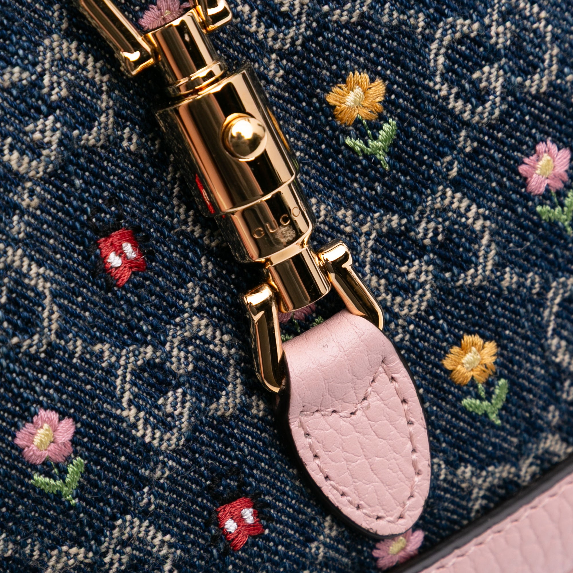 Gucci Limited Edition Small GG Denim Floral Jackie 1961