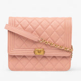 Chanel Quilted Caviar Square Boy Wallet on Chain
