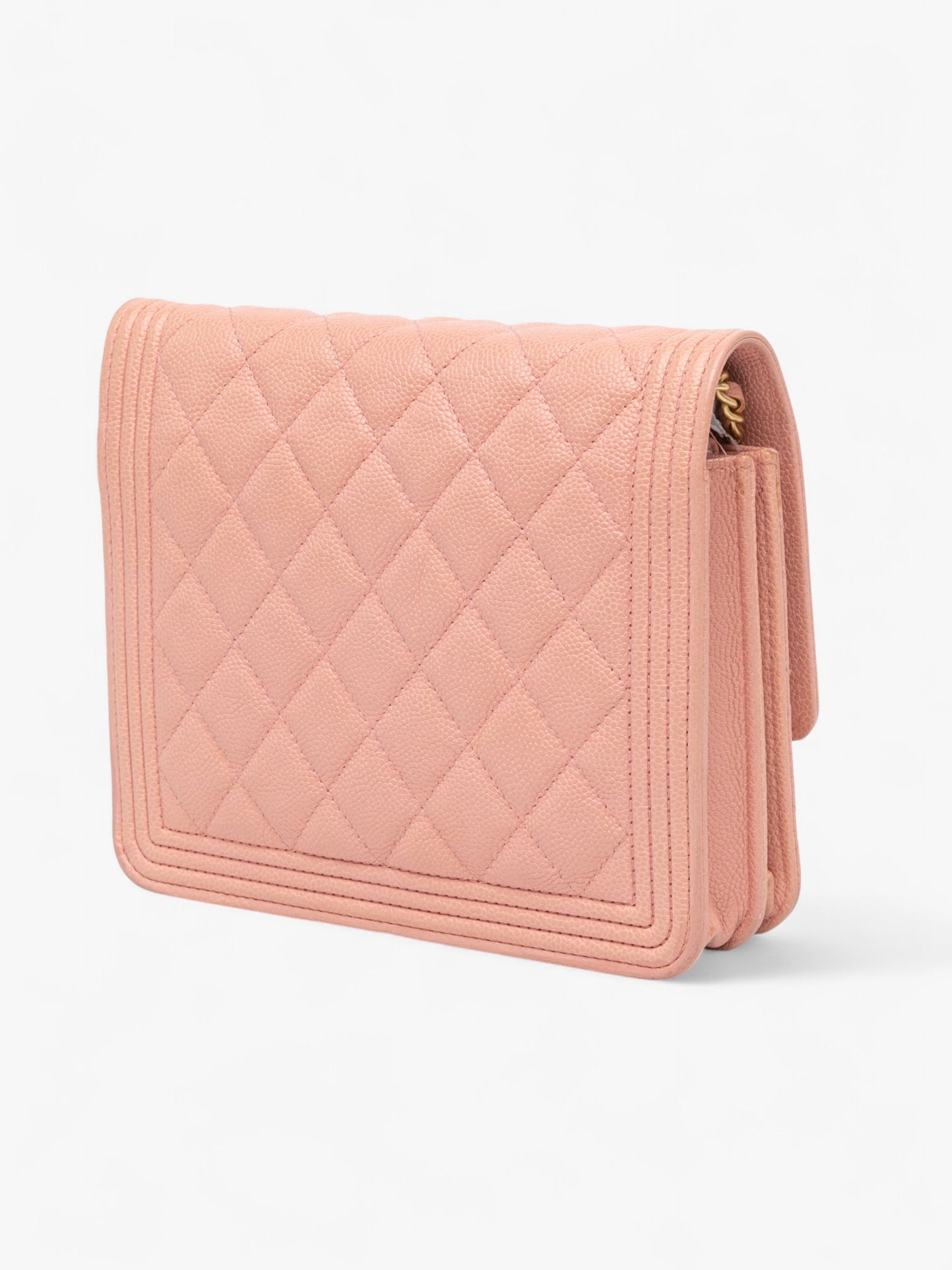 Chanel Quilted Caviar Square Boy Wallet on Chain