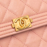 Chanel Quilted Caviar Square Boy Wallet on Chain