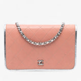 Chanel CC Quilted Bicolor Lambskin Wallet On Chain