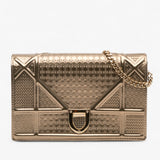 Dior Metallic Patent Microcannage Diorama Wallet on Chain
