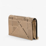 Dior Metallic Patent Microcannage Diorama Wallet on Chain