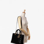 Dior Large Patent Cannage Lady Dior