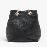 Saint Laurent Calfskin Crocodile Embossed Baby Emmanuelle Bucket Bag Black
