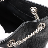 Saint Laurent Calfskin Crocodile Embossed Baby Emmanuelle Bucket Bag Black