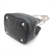 Saint Laurent Calfskin Crocodile Embossed Baby Emmanuelle Bucket Bag Black